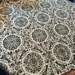 Vintage Linen Fabric Yardage 49x32 Floral And Bird